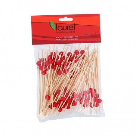 PINCHO BAMBOO 12cm BOLA ROJA SET100x10  SH9316 10/1