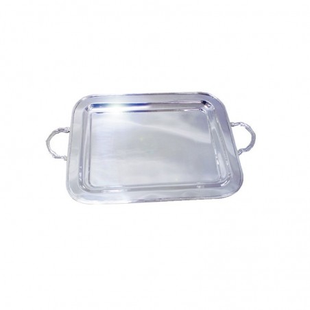 BANDEJA RECTANGULAR c/ASA PLATEADA 45x28cm HIGHLAND
