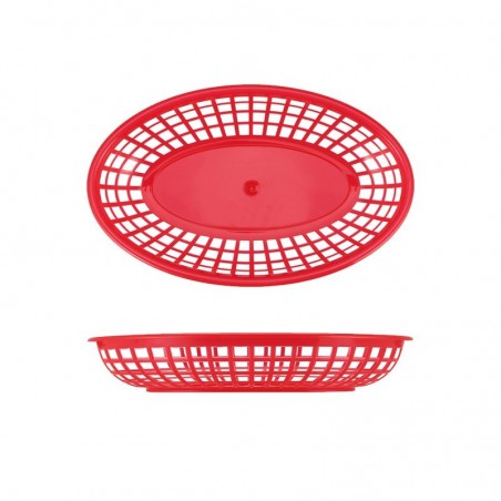 CANASTA OVAL ROJO PLASTICO 27.5x17cm BLISTER  - BB3150R 12/1