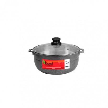 CALDERO NEGRO c/TAPA VIDRIO 1.7lt./18cm.  PIG250BL 6/1
