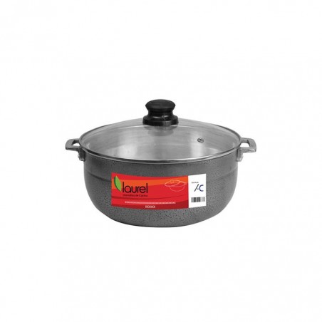 CALDERO NEGRO c/TAPA VIDRIO 1.7lt./18cm.  PIG250BL 6/1