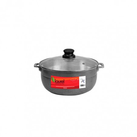 CALDERO NEGRO c/TAPA VIDRIO 1.7lt./18cm.  PIG250BL 6/1
