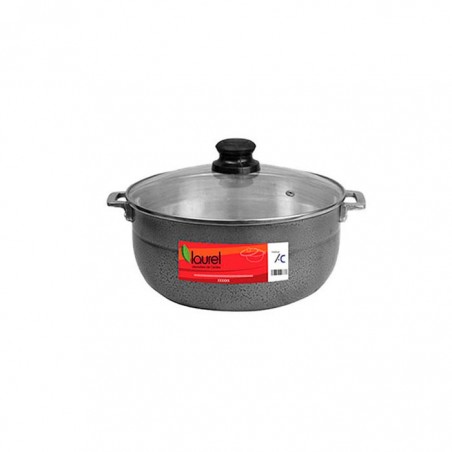 CALDERO NEGRO c/TAPA VIDRIO 3.6lt./24cm.  PIG270BL 6/1