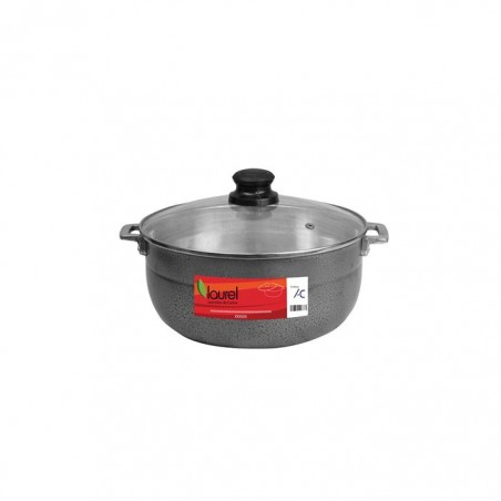 CALDERO NEGRO c/TAPA VIDRIO 3.6lt./24cm.  PIG270BL 6/1