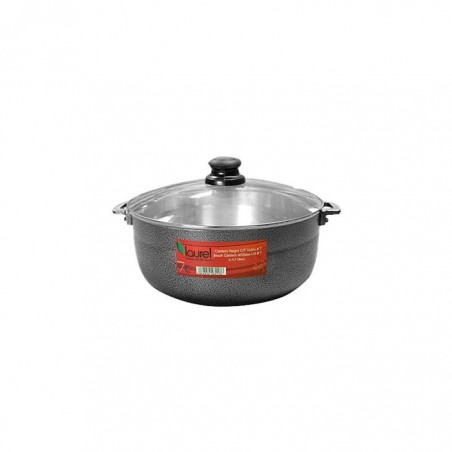 CALDERO NEGRO c/TAPA VIDRIO 26cm  PIG280BL 6/1