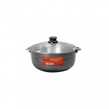 CALDERO NEGRO c/TAPA VIDRIO 26cm  PIG280BL 6/1