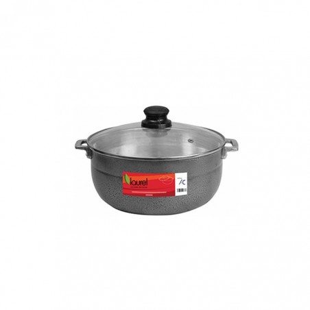 CALDERO NEGRO c/TAPA VIDRIO 26cm  PIG280BL 6/1