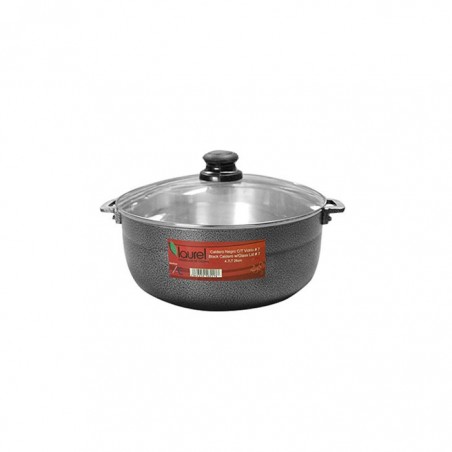 CALDERO NEGRO c/TAPA VIDRIO 26cm  PIG280BL 6/1