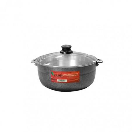 CALDERO NEGRO c/TAPA VIDRIO 26cm  PIG280BL 6/1