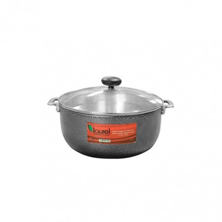 CALDERO NEGRO c/TAPA VIDRIO 7.4lt./32cm.  PIG295BL 6/1